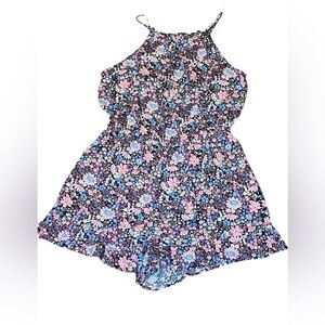 SO girl's multi color floral romper shorts -spaghetti straps-size XL 14/16